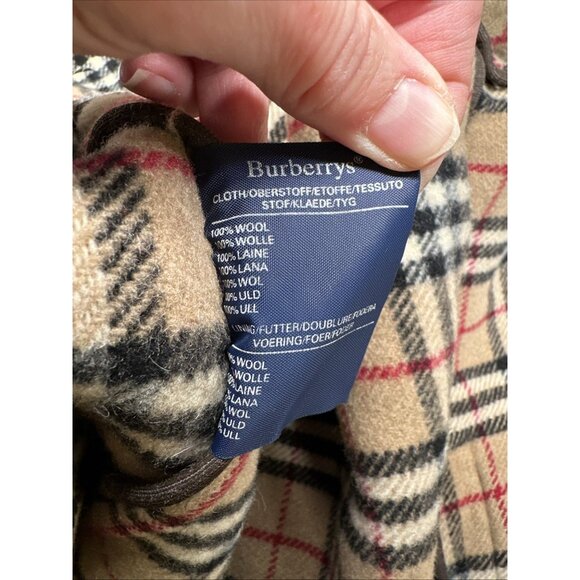 Burberry Duffle Toggle Coat Jacket Nova Check Lining Wool Hooded Preppy READ - Picture 12 of 15